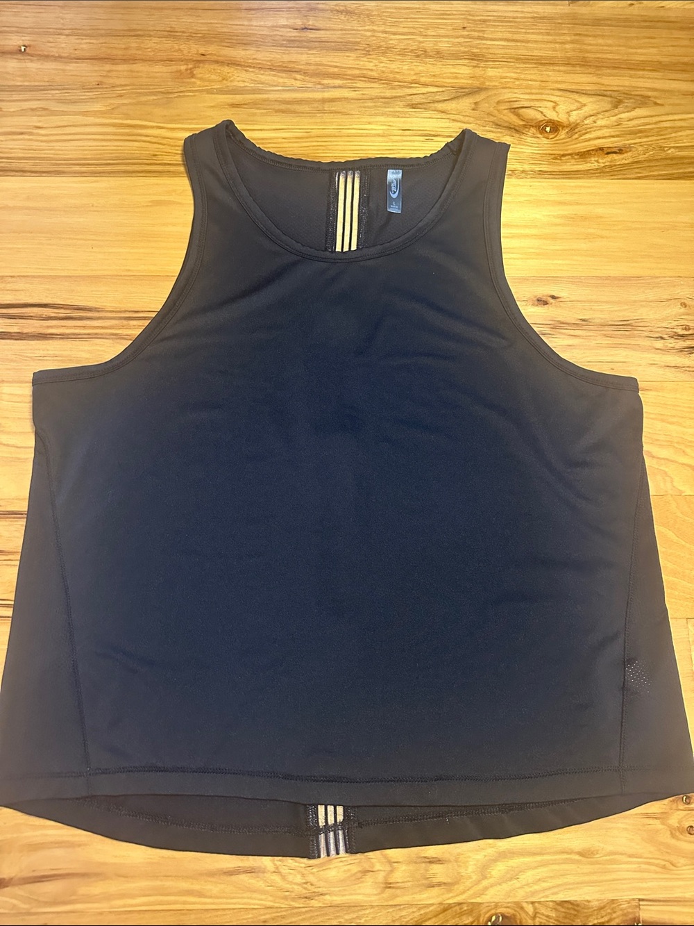 Black Athletic Tank Top with Stripe Detail